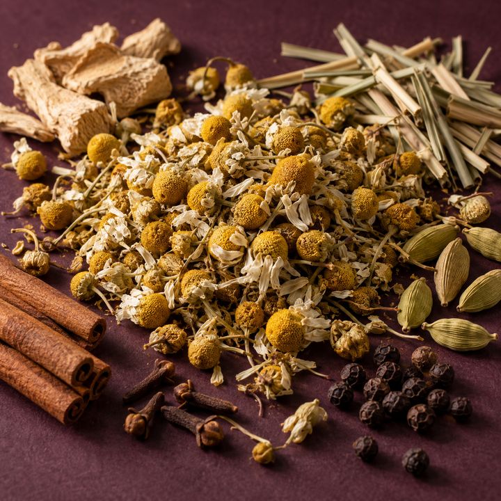 Illustrative ingredients for Chamomile Flower blended with spices