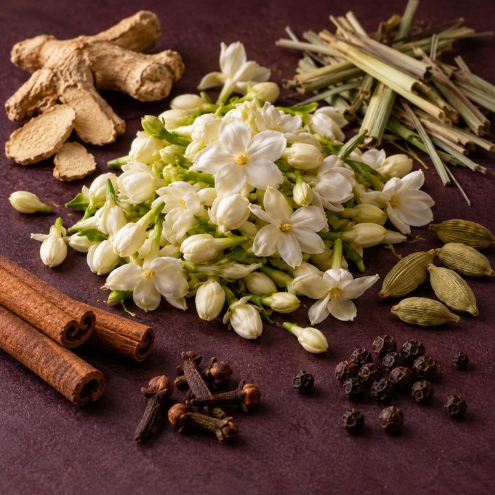 Illustrative ingredients for Jasmine Flower blended with spices