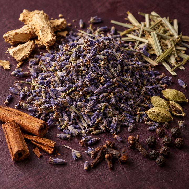Illustrative ingredients for Lavender Flower blended with spices